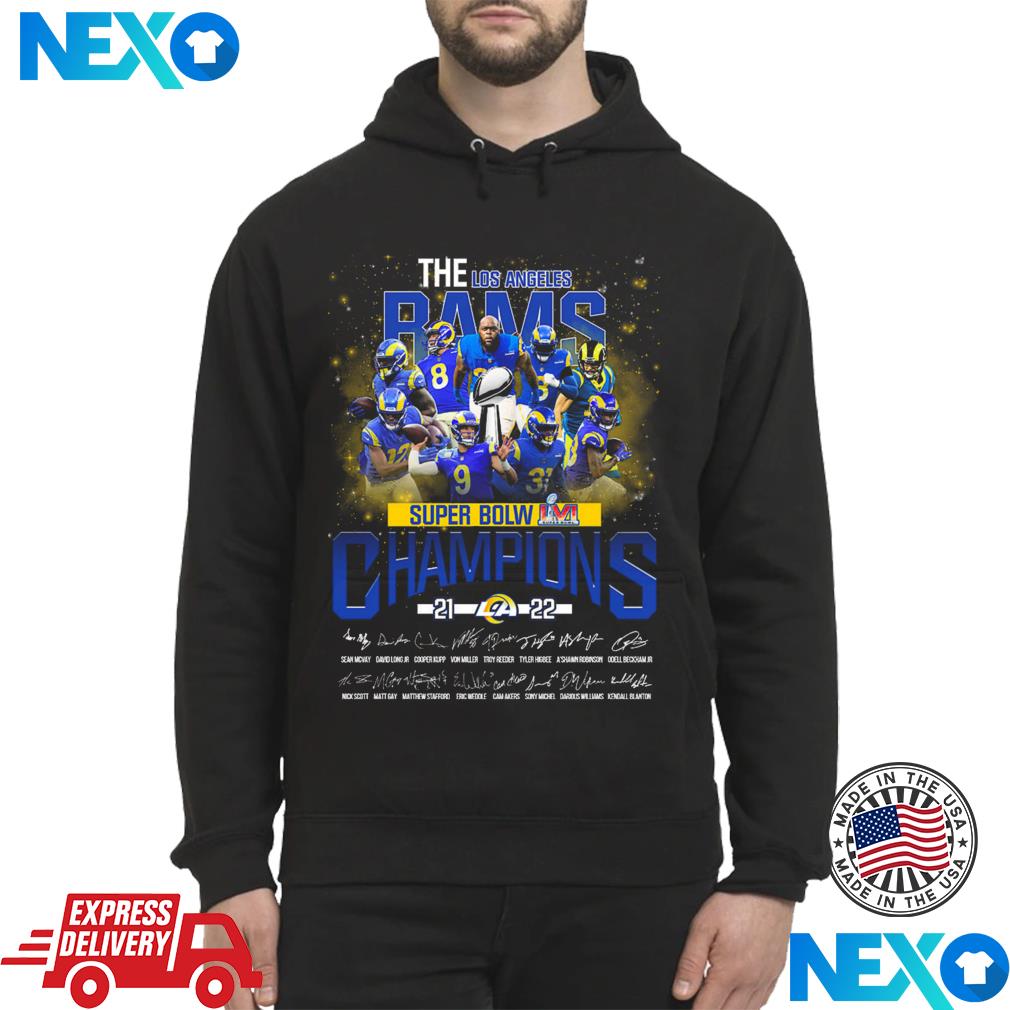 Champions Los Angeles Rams Super Bowl 2022 signature shirt, hoodie