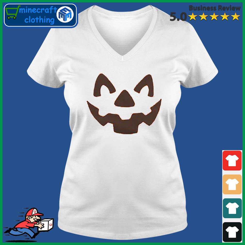 Jack-O-Lantern Face Halloween Shirt Ladies V-neck Tee