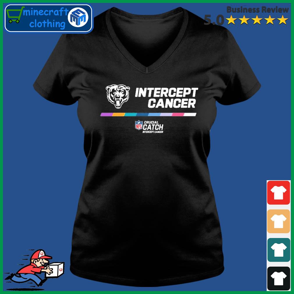 2022 NFL Crucial Catch Intercept Cancer Chicago Bears Shirt Ladies V-neck Tee