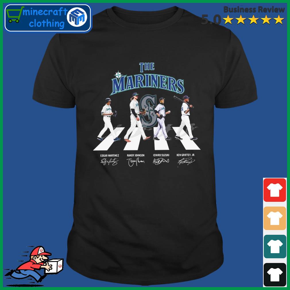 The seattle mariners abbey road october rise postseason signatures shirt,  hoodie, sweater, long sleeve and tank top