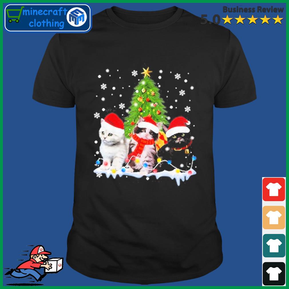 Cute Cat Christmas Tree Ornament Decor Cat Lovers Owner Xmas Shirt