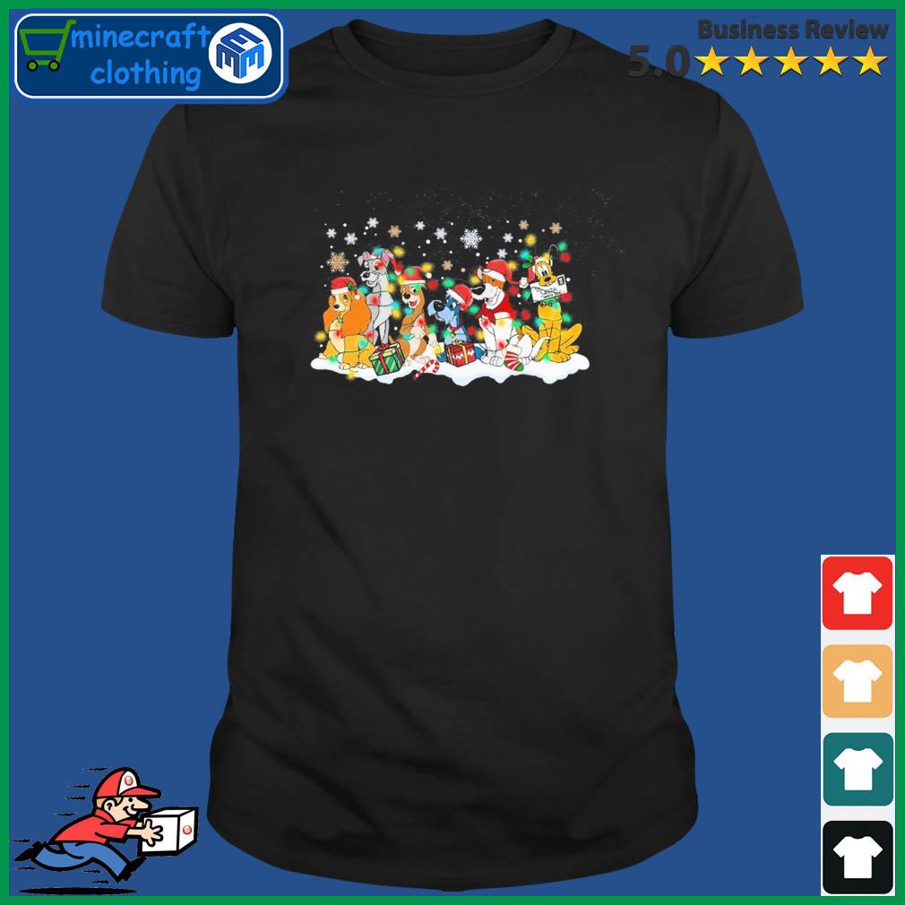 Disney Dog Characters Squad Custom Santa Christmas Light Shirt