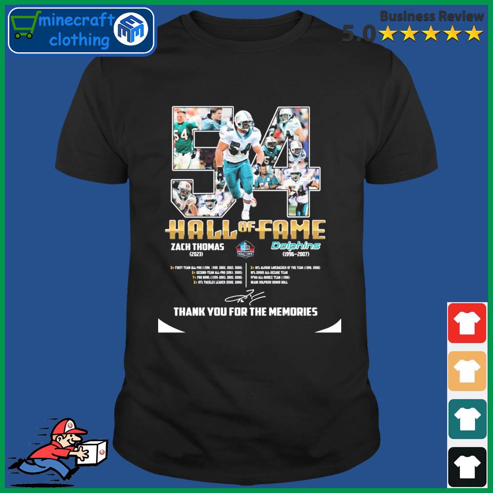 Dolphins 54 Hall Of Fame Zach Thomas Thank You For The Memories Shirt