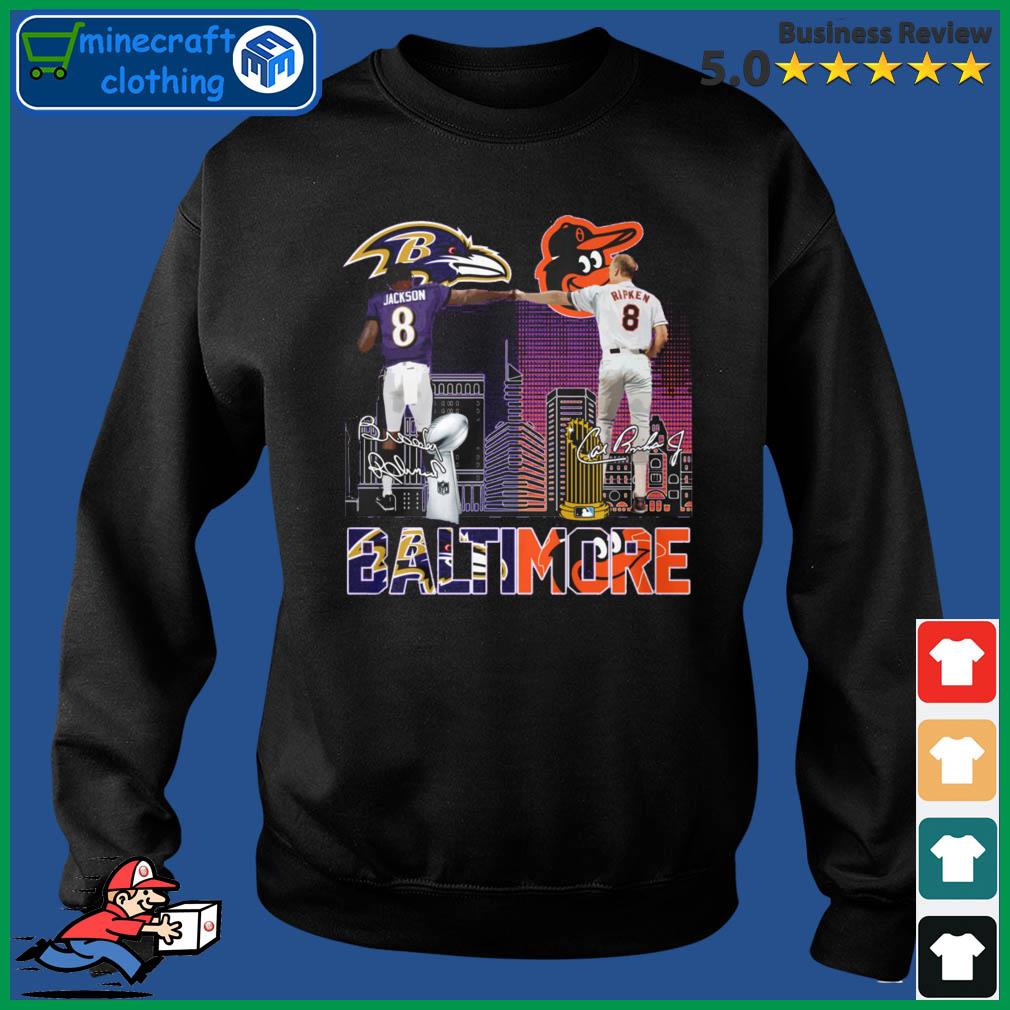 Lamar Jackson And Cal Ripken Jr. Baltimore City Sports Teams Signatures T- Shirt, hoodie, sweater, long sleeve and tank top