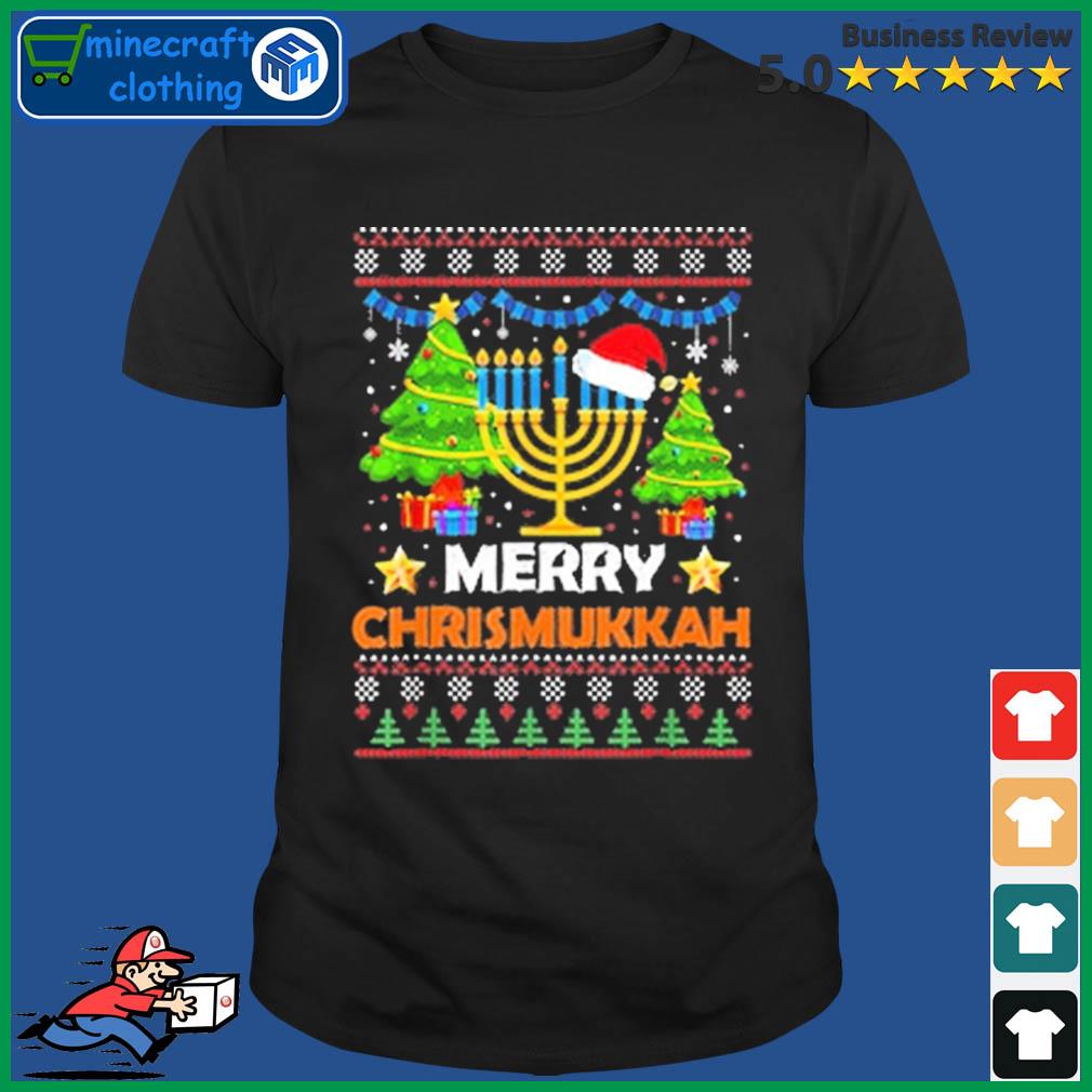 Merry Chrismukkah 2022 Happy Hanukkah Christmas Santa Hat Ugly Christmas Shirt