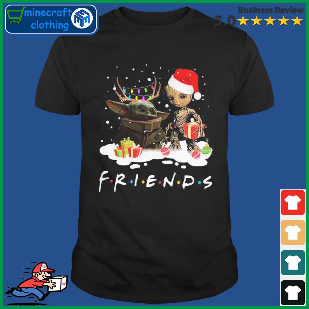 Merry Christmas Santa Baby Yoda And Baby Groot Friends Shirt