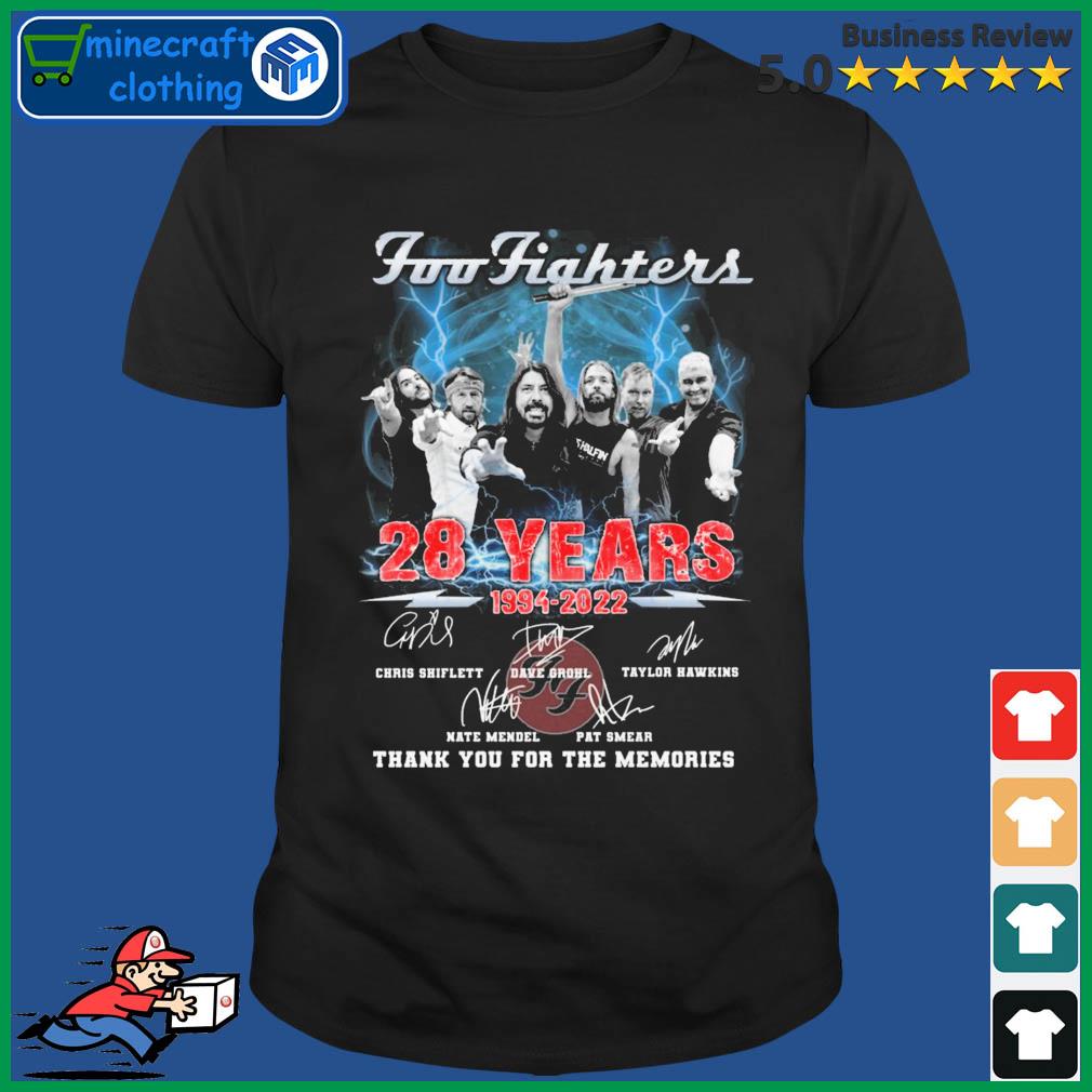 Official Foo Fighter 28 Years 1994-2022 Thank You For The Memories Shirt