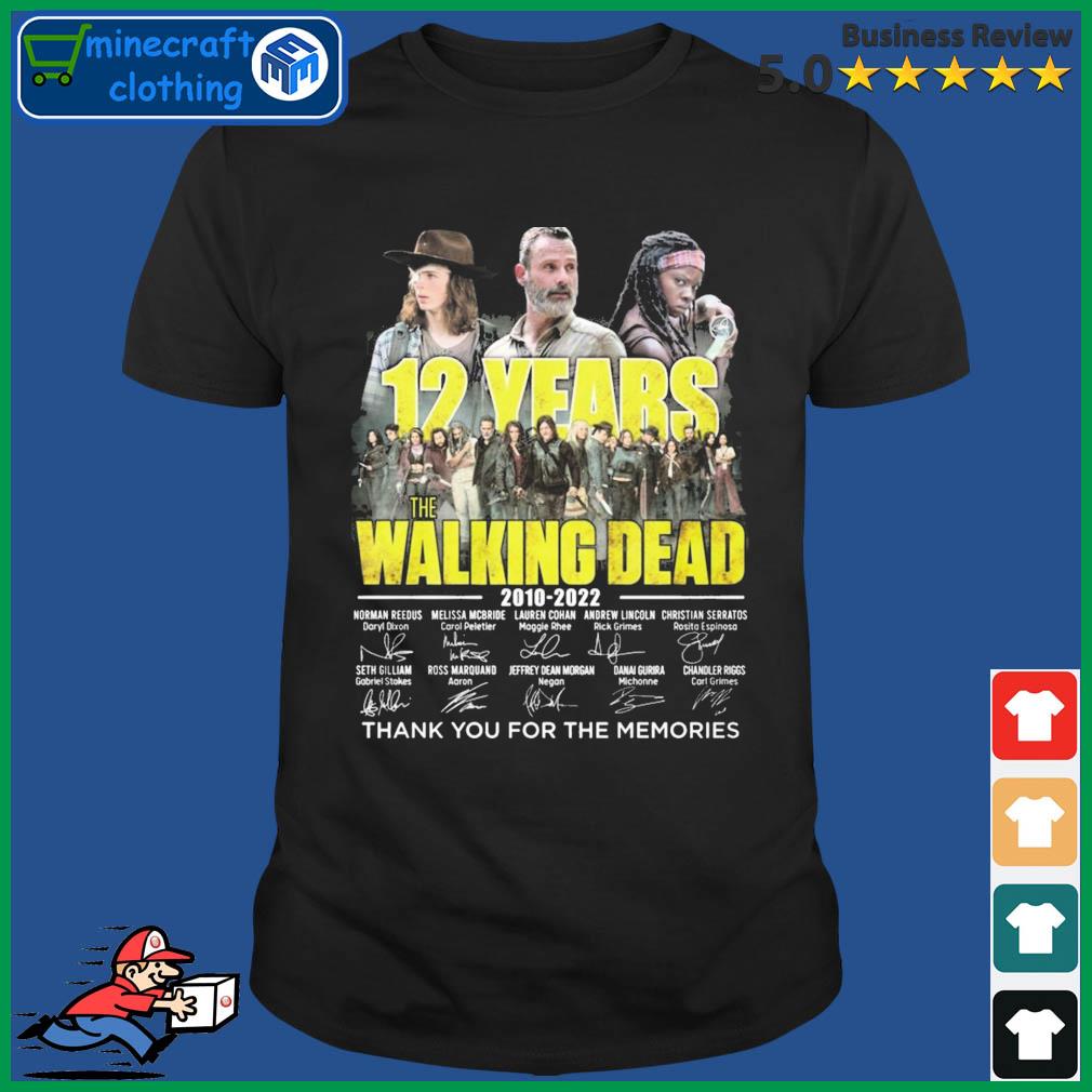 Official The Walking Dead 12 Years 2010 2022 Signatures Thank You For The Memories Shirt