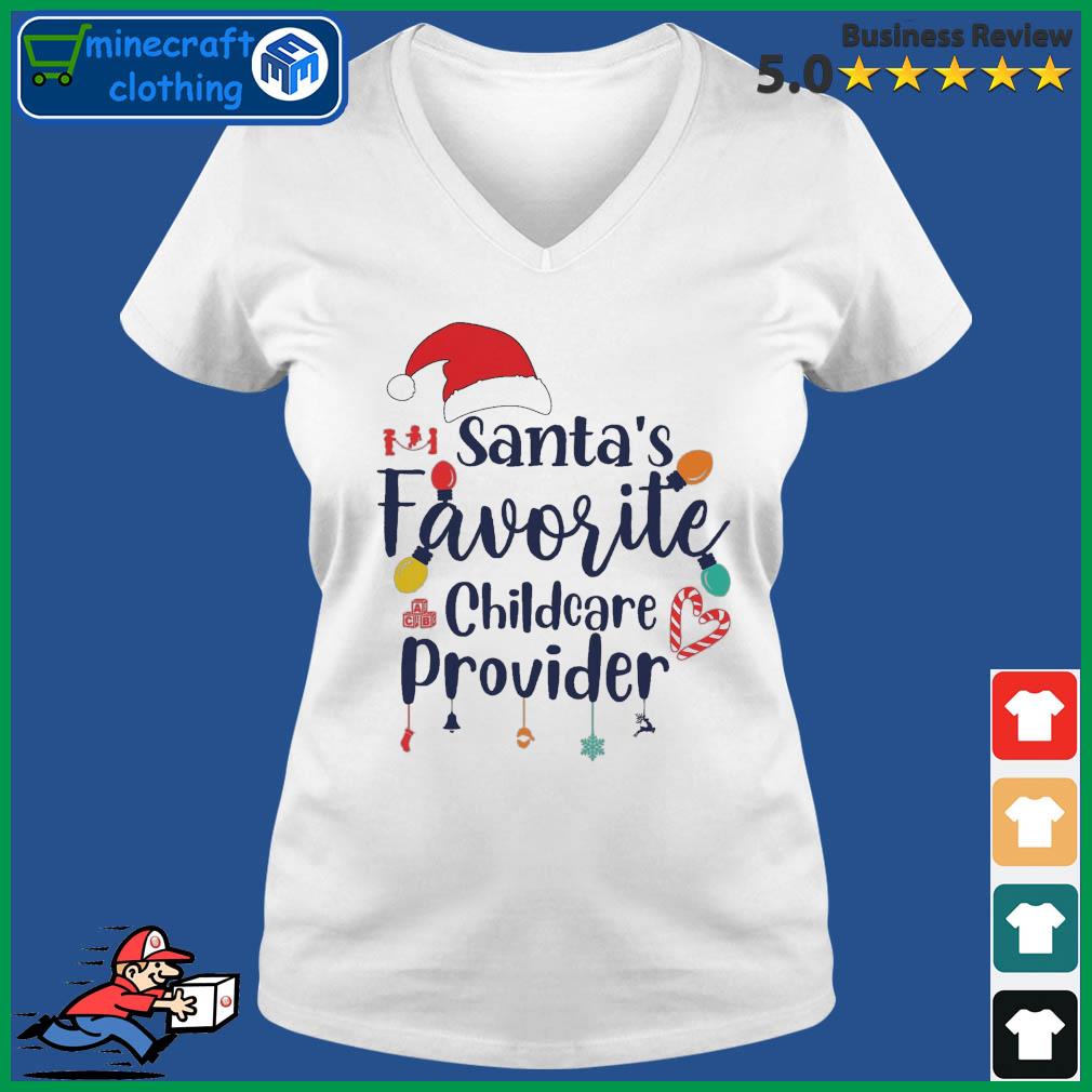 Santa's Hat Favorite Childcare Provider Christmas Sweater Ladies V-neck Tee