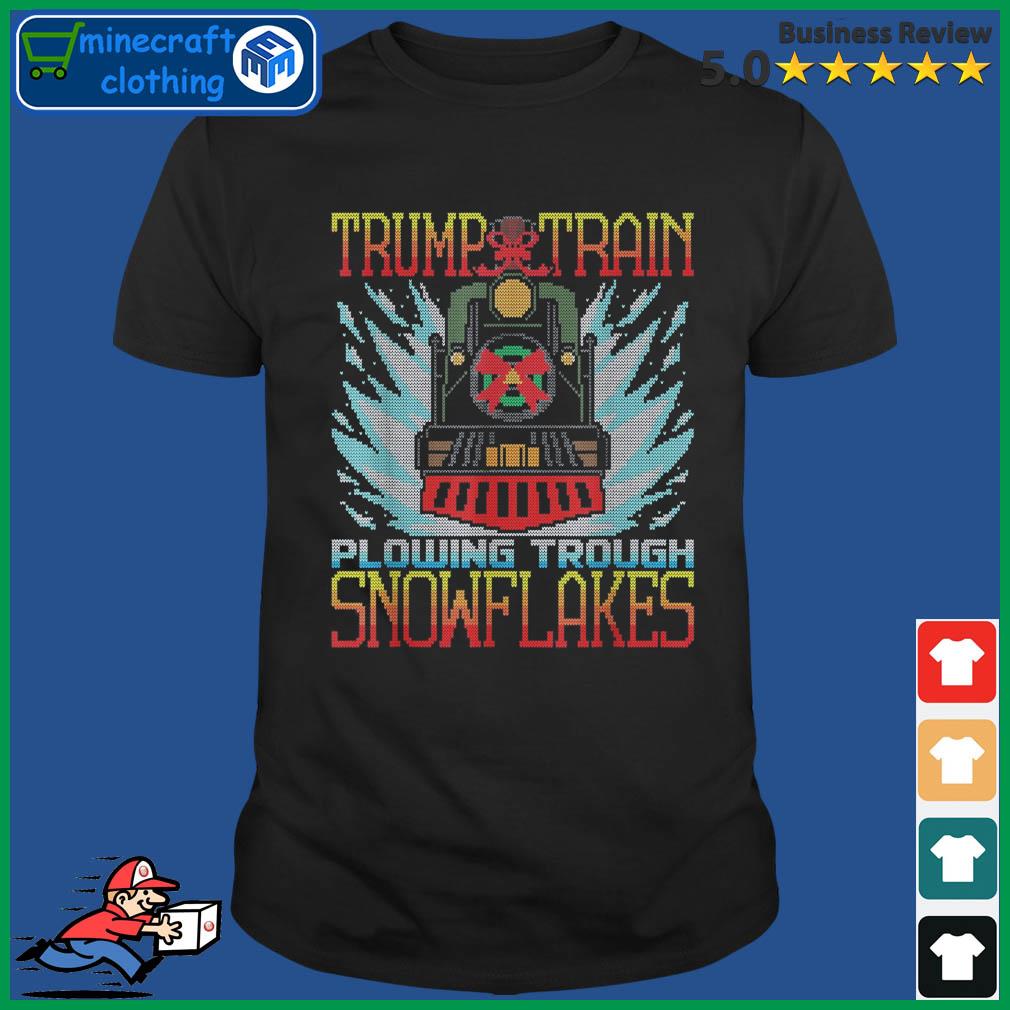 Trump Train Plowing Through Snowflakes Christmas Ugly Shirt